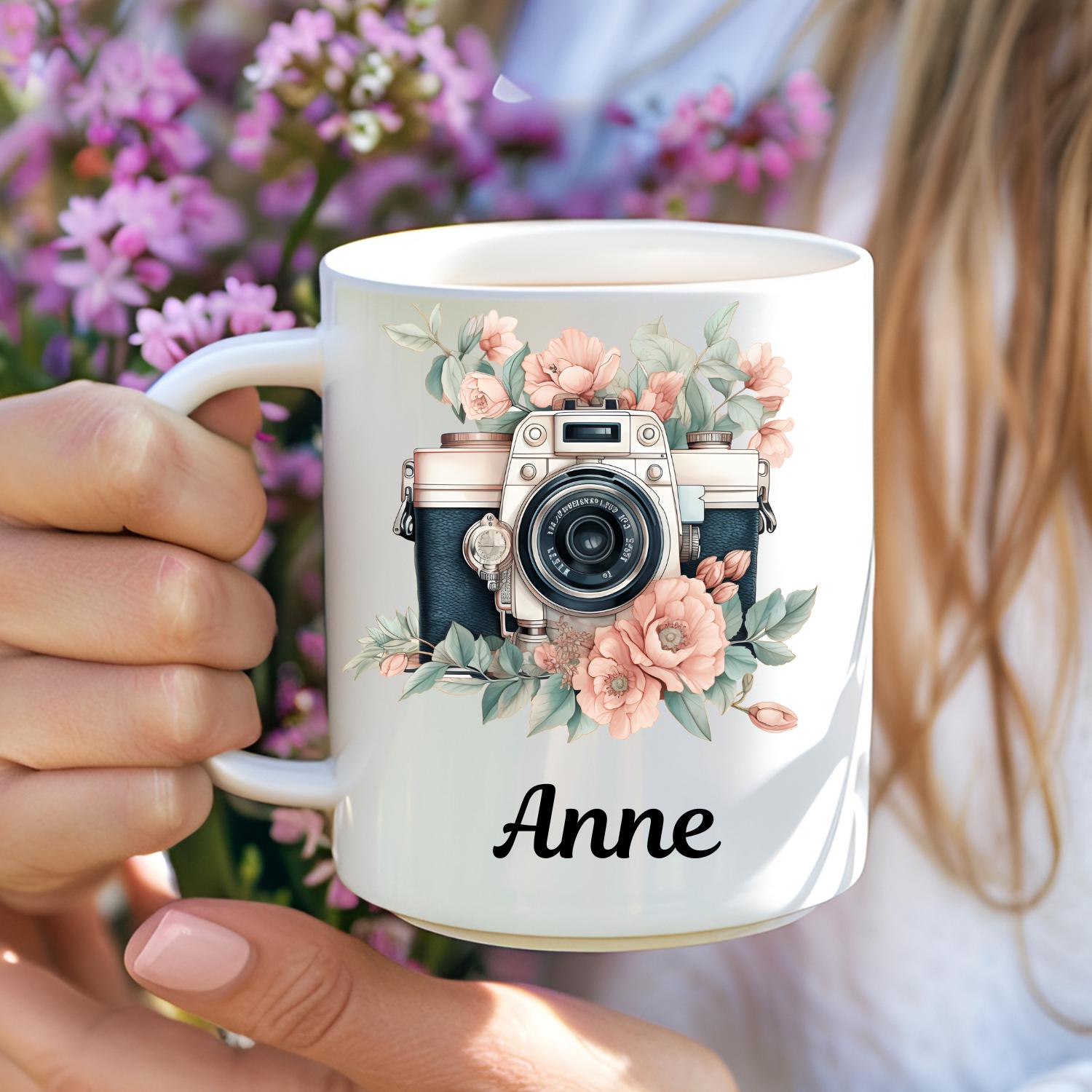 Photographer Camera Design Personalised Mug With Name