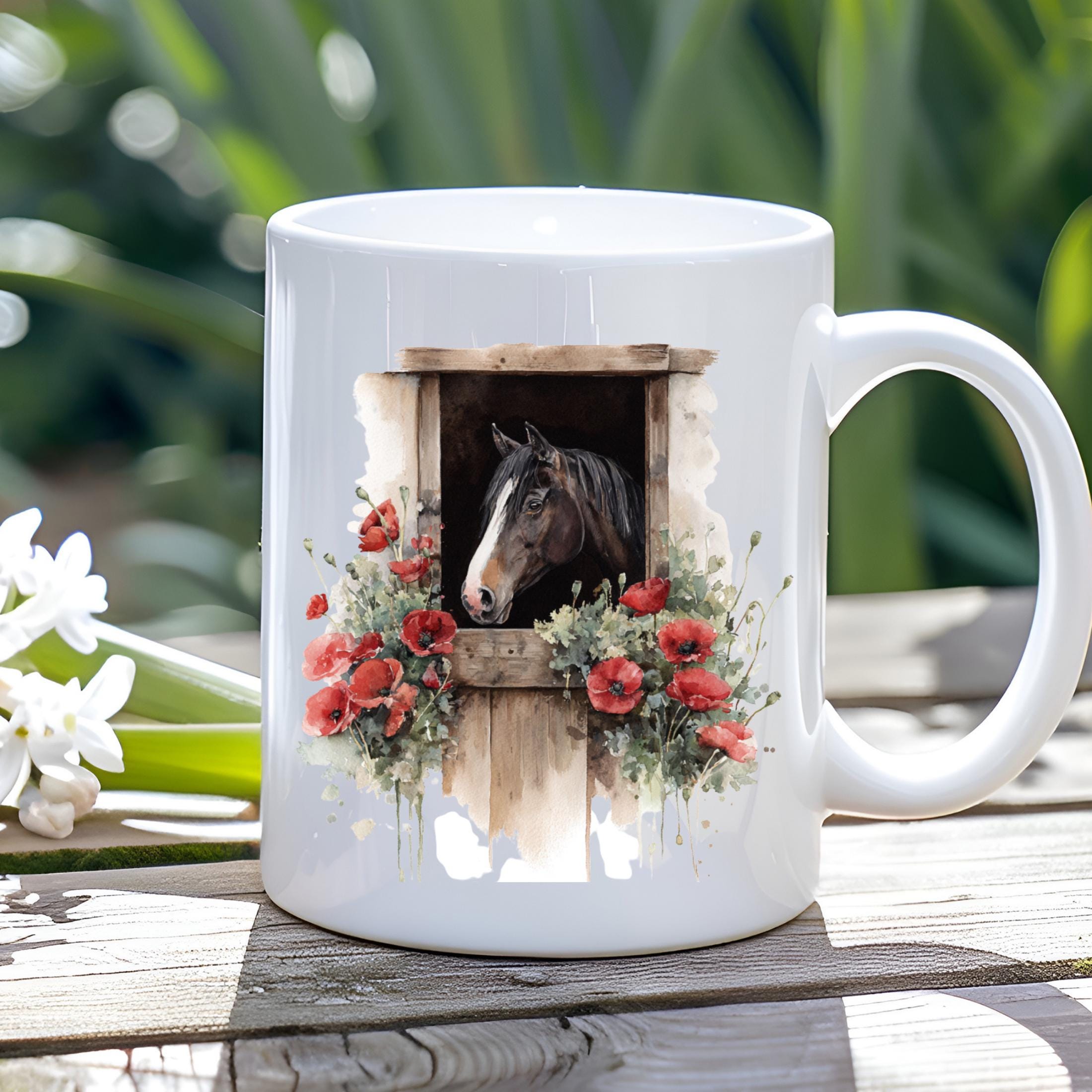 Watercolour Horse Design Coffee Mug: 11oz Ceramic Mug