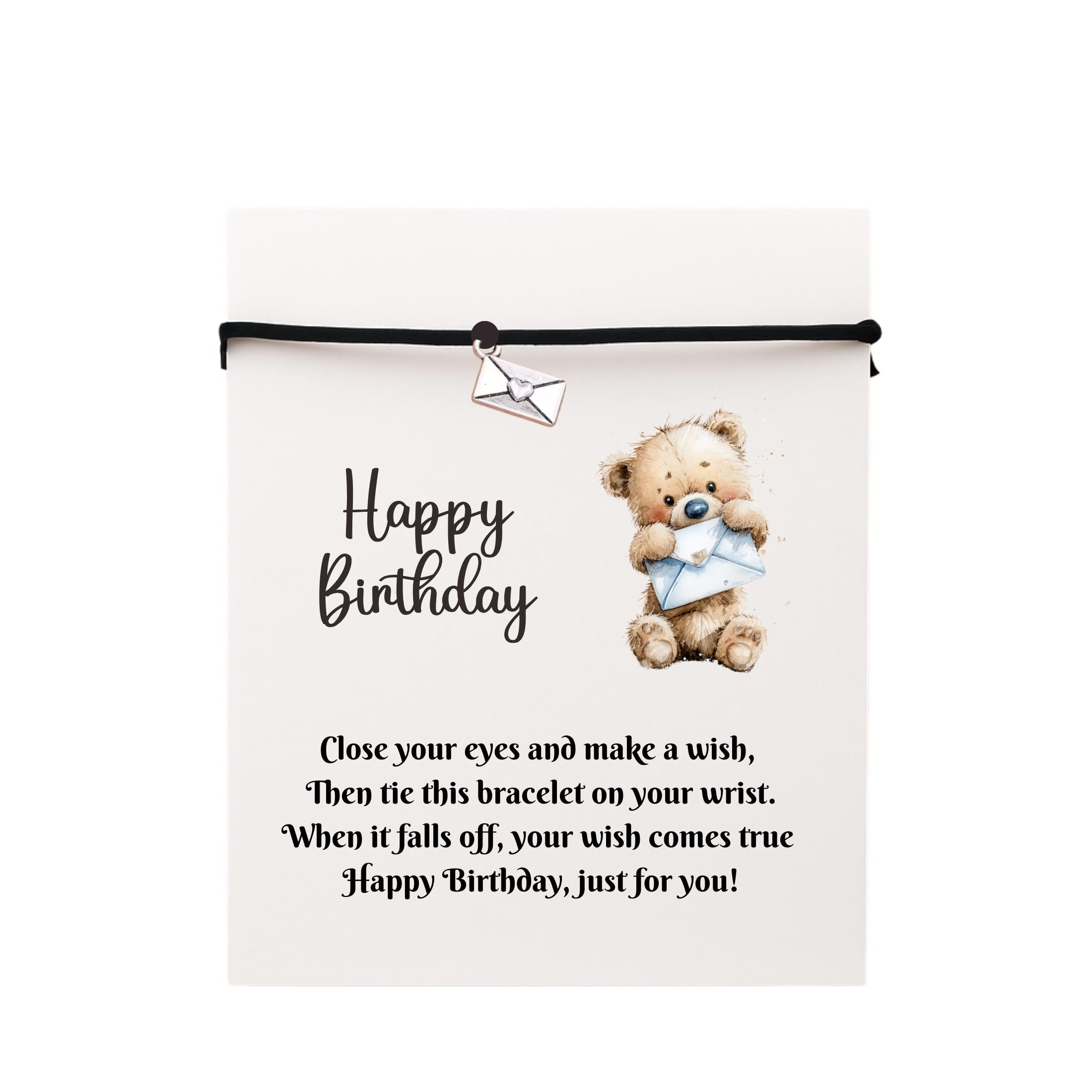 Birthday Card With Envelope Charm Wish Bracelet. Wishes, Seasons, Envelope included. Friend Gift Family Gift,