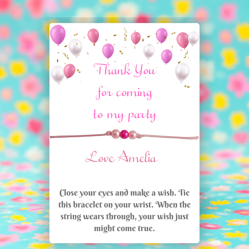 Personalised Birthday Party Wish Bracelet With Pink Beads