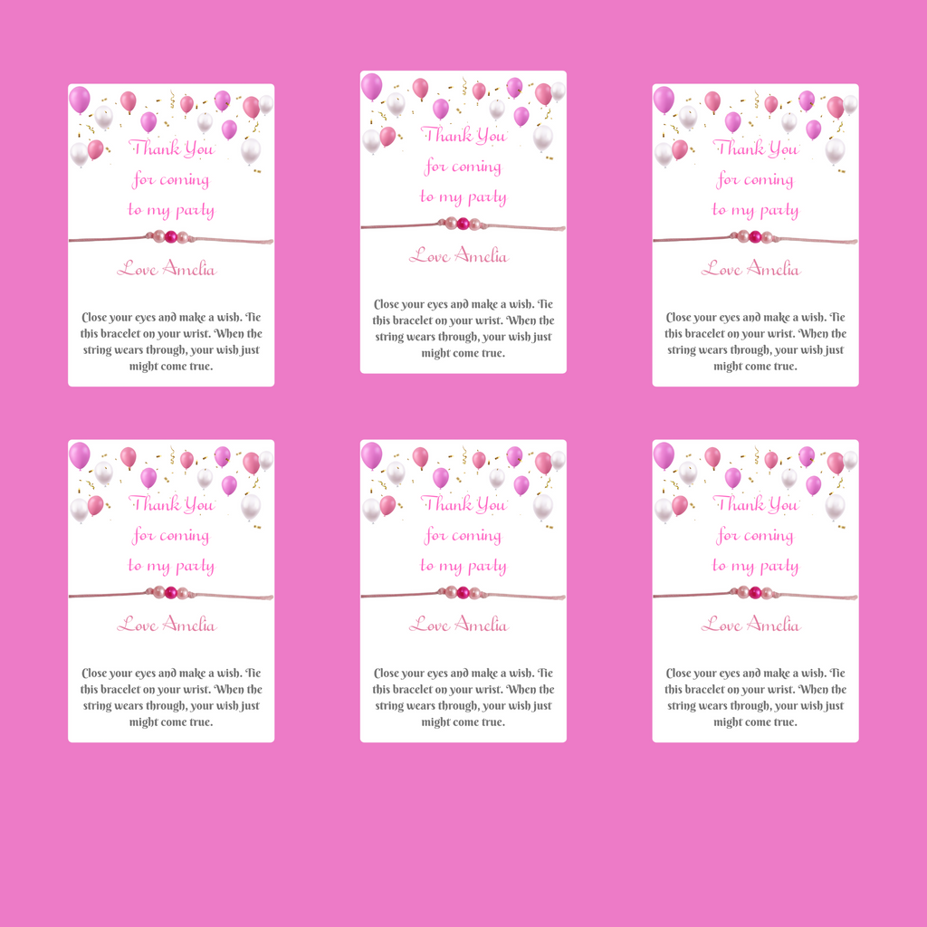 Personalised Birthday Party Wish Bracelet With Pink Beads