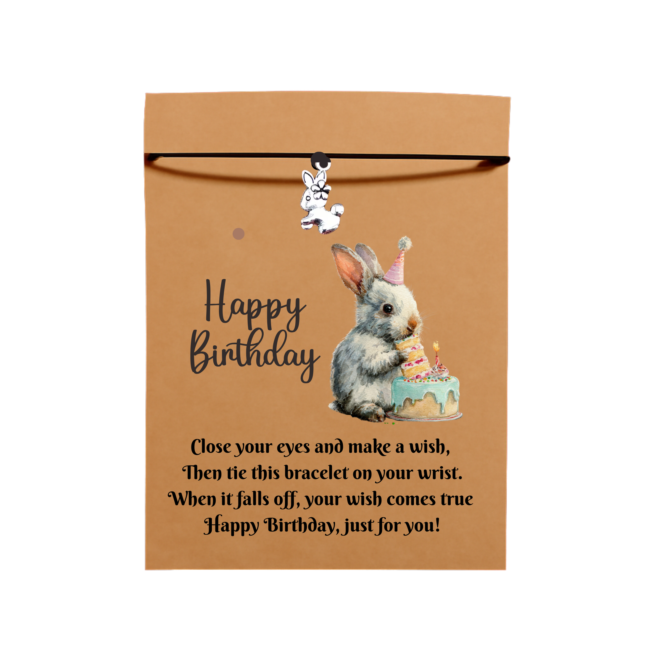 Birthday Rabbit Wish Bracelet Gift Card With Envelope