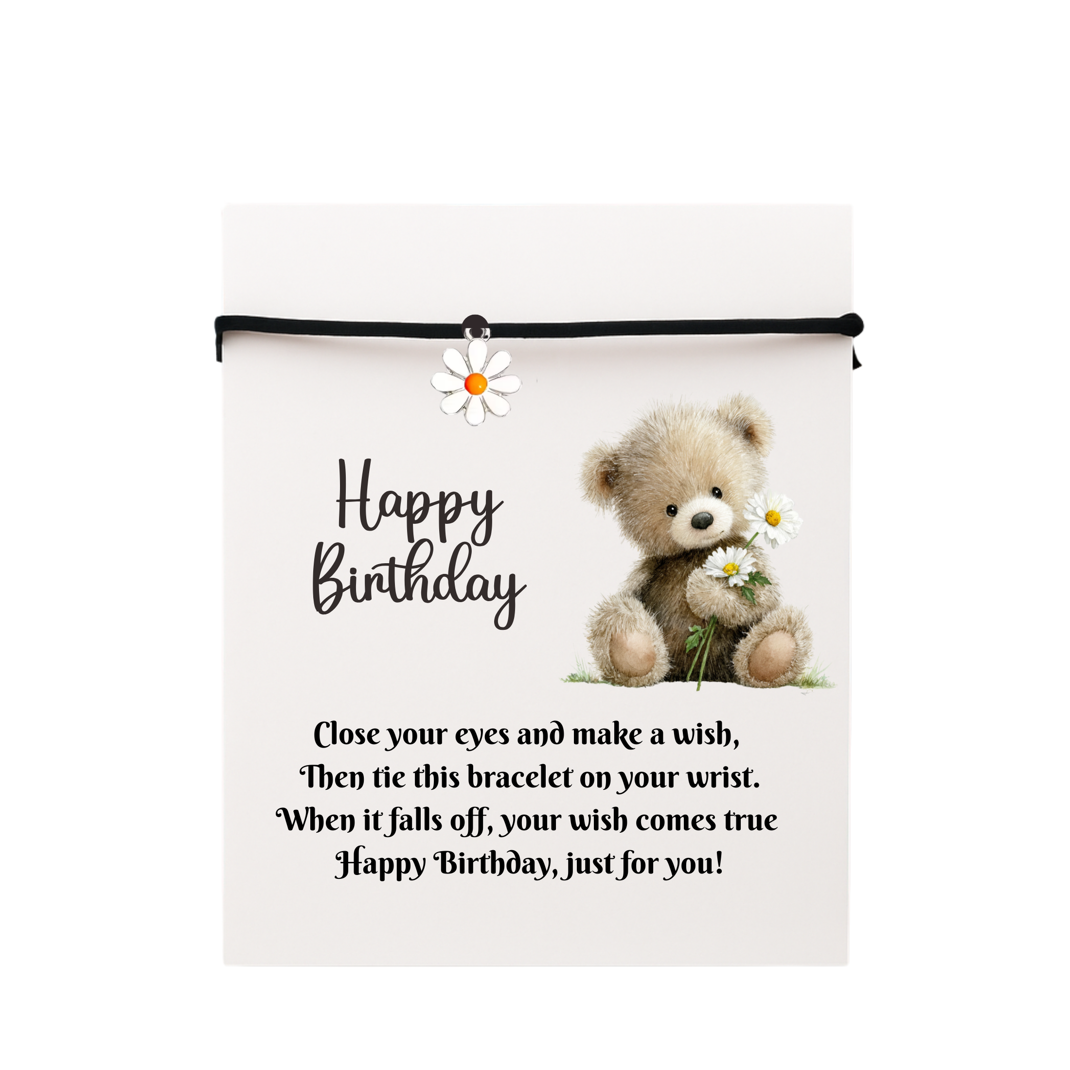 Birthday Daisy Wish Bracelet Gift Card With Envelope