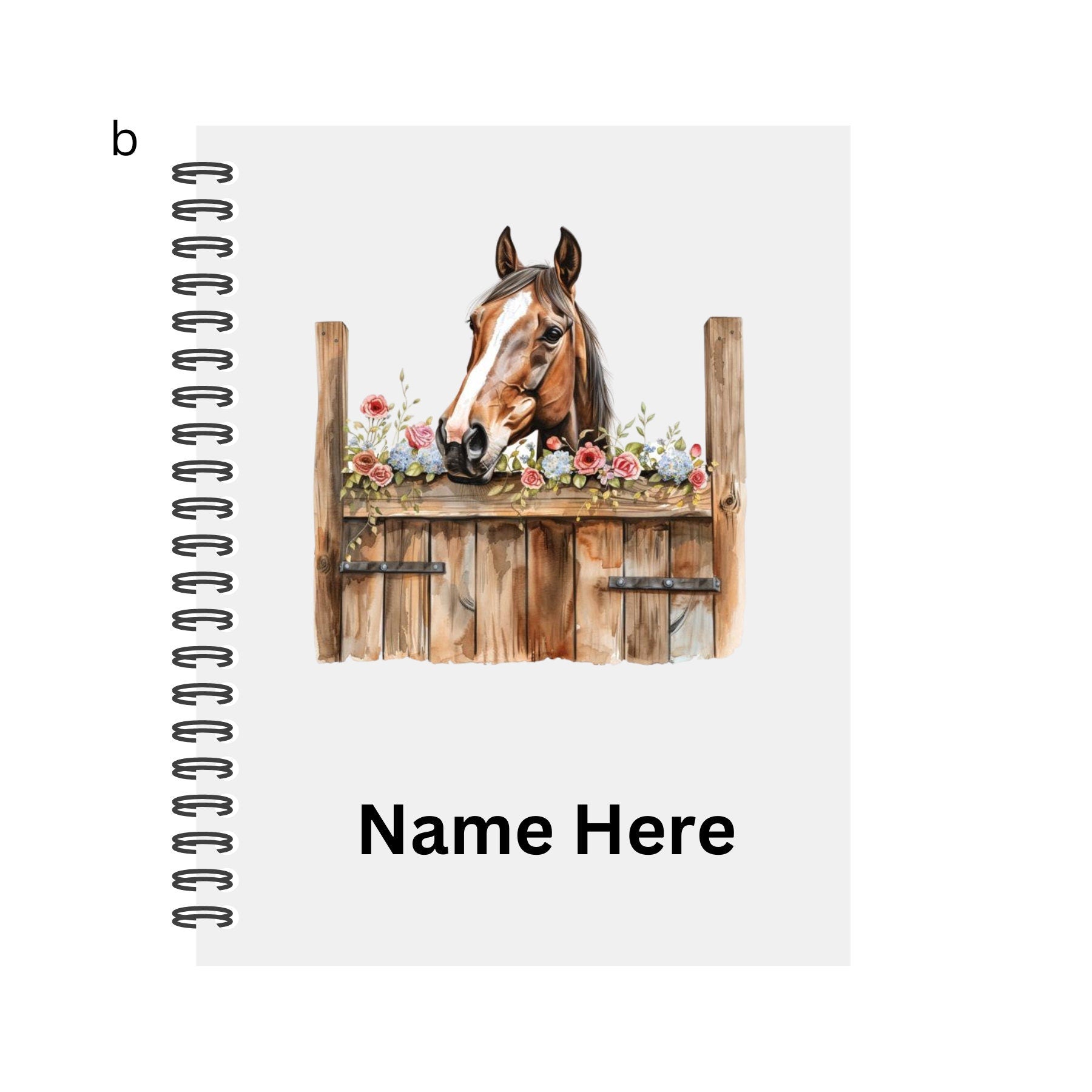 Personalised Notebook. Horse Designs. 2 sizes. 4 options. Plain Or Lined paper. Custom Spiral Bound Book. Handmade to order book.