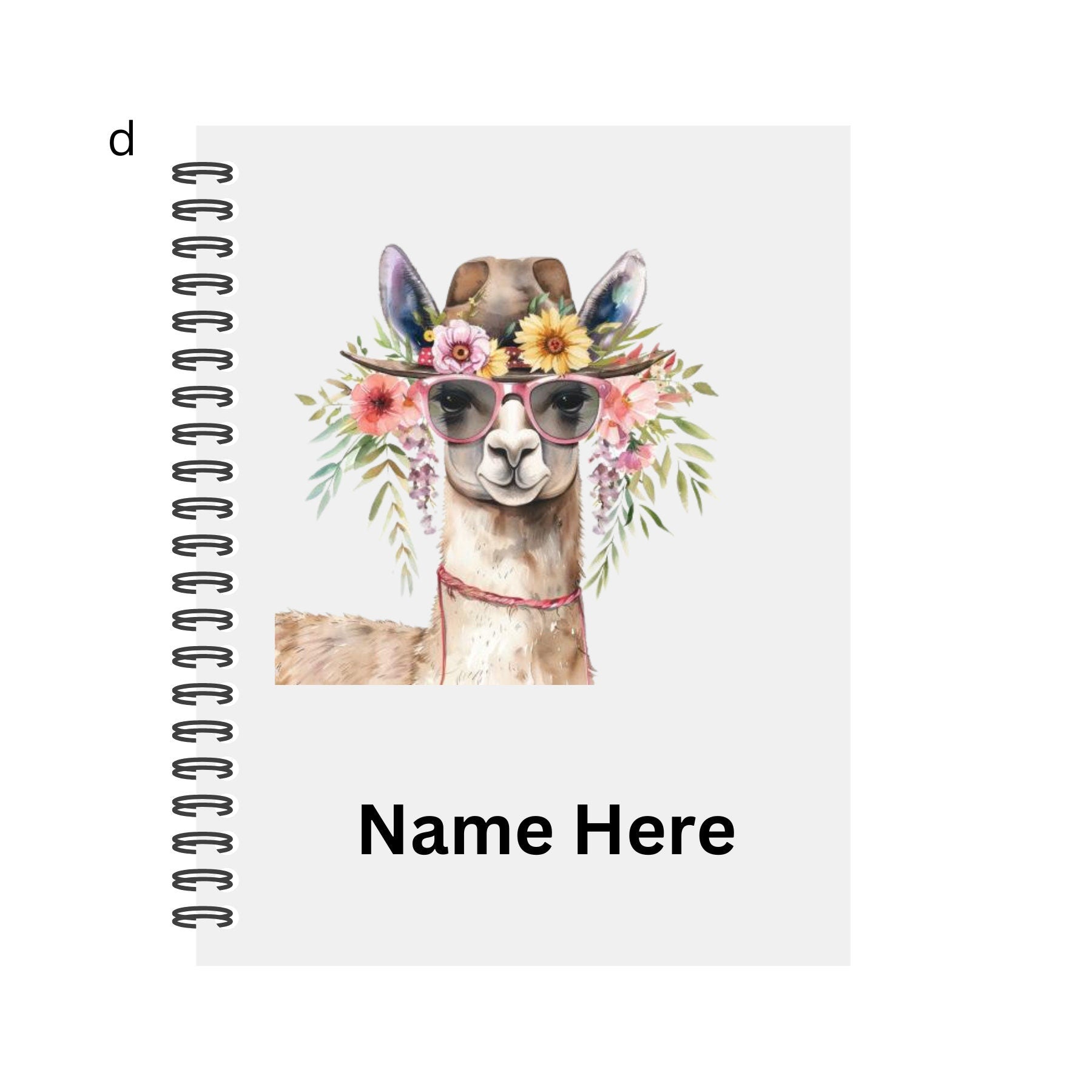 Personalised Notebook. Llama Designs. 2 sizes. 4 options. Plain Or Lined paper. Custom Spiral Bound Book. Handmade to order book.