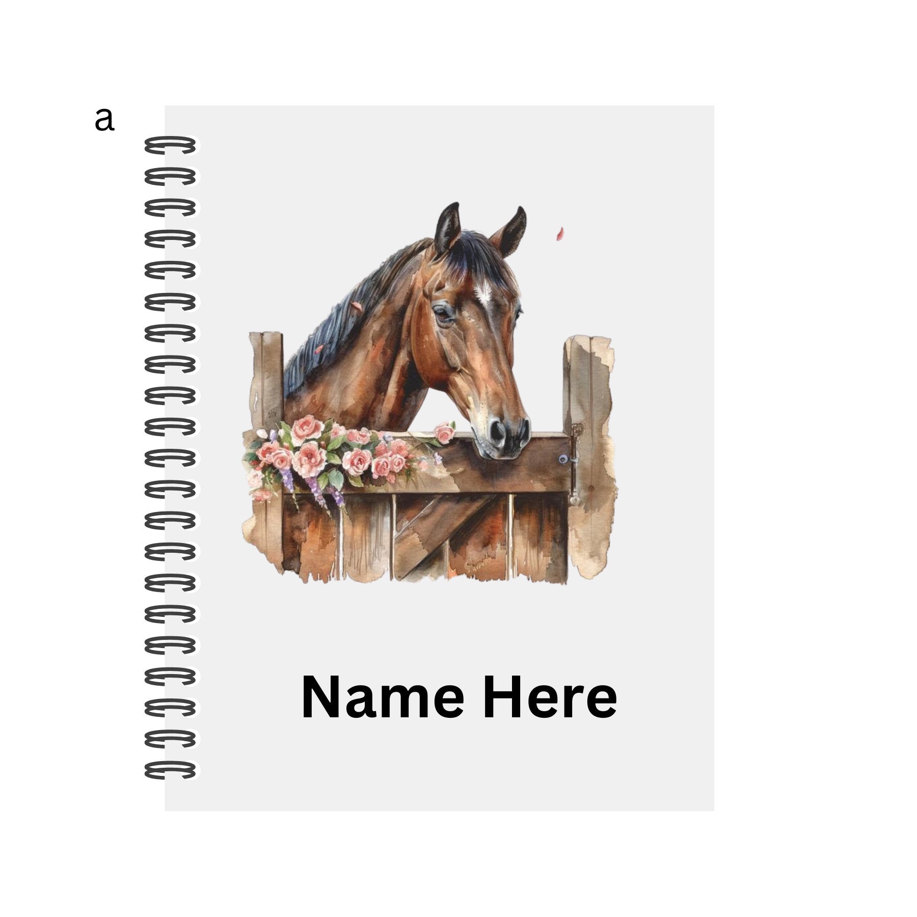 Personalised Notebook. Horse Designs. 2 sizes. 4 options. Plain Or Lined paper. Custom Spiral Bound Book. Handmade to order book.