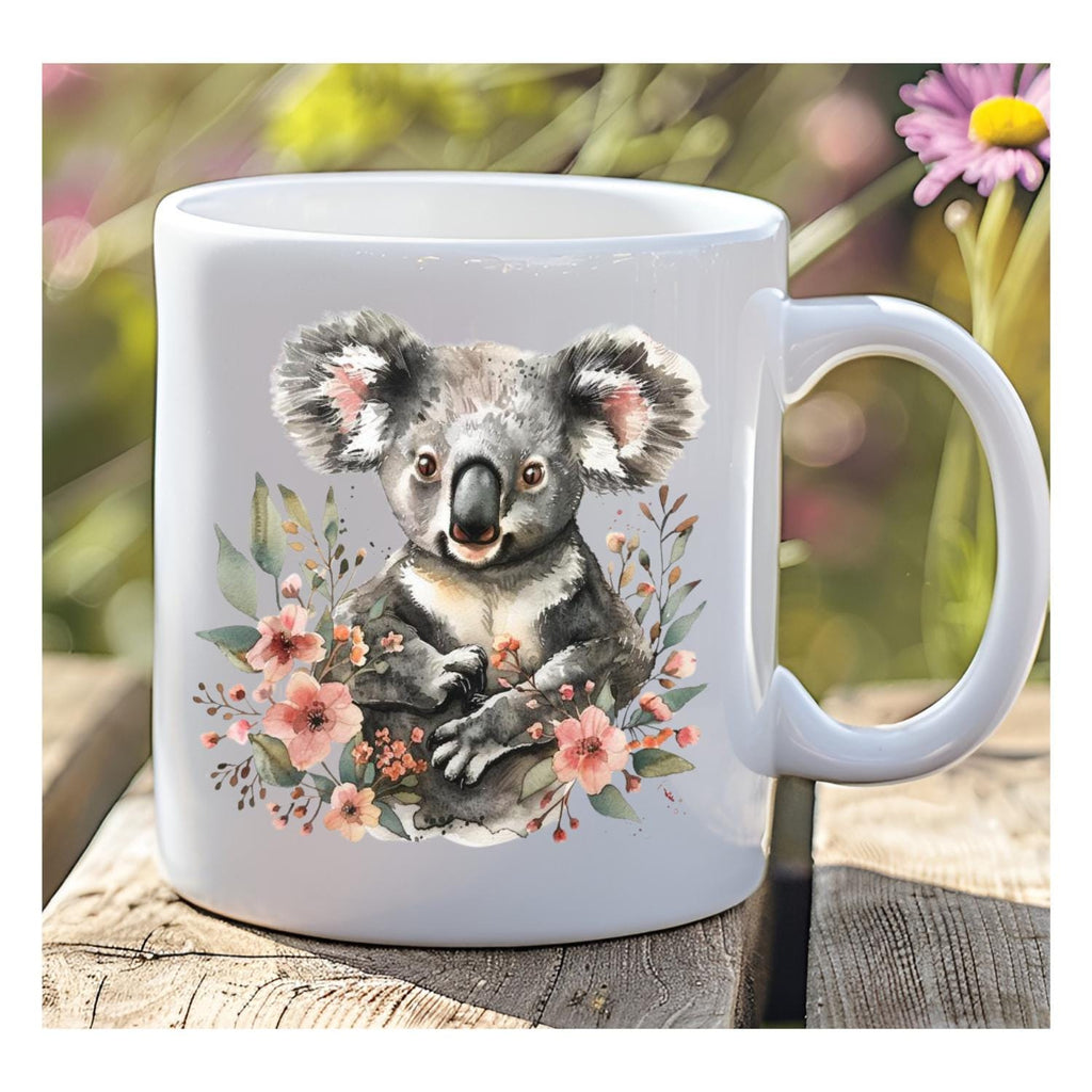 Koala design Ceramic Coffee And Tea Mug. Koala And Flowers Design