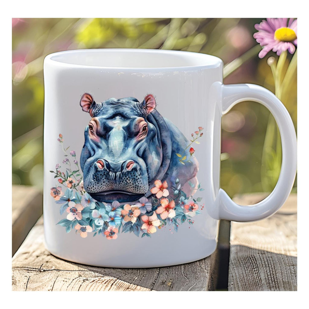 Hippo Design Mug. Watercolour Design Coffee Mug