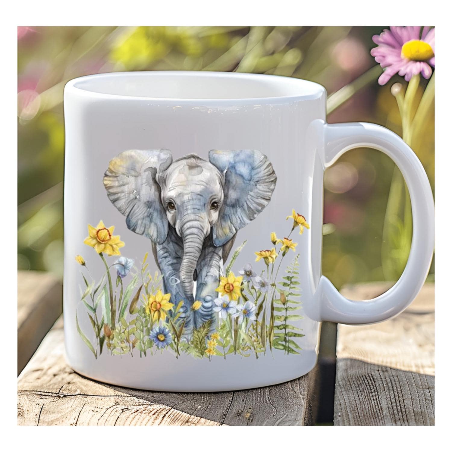 Elephant Design Mug. Watercolour Design Coffee Mug