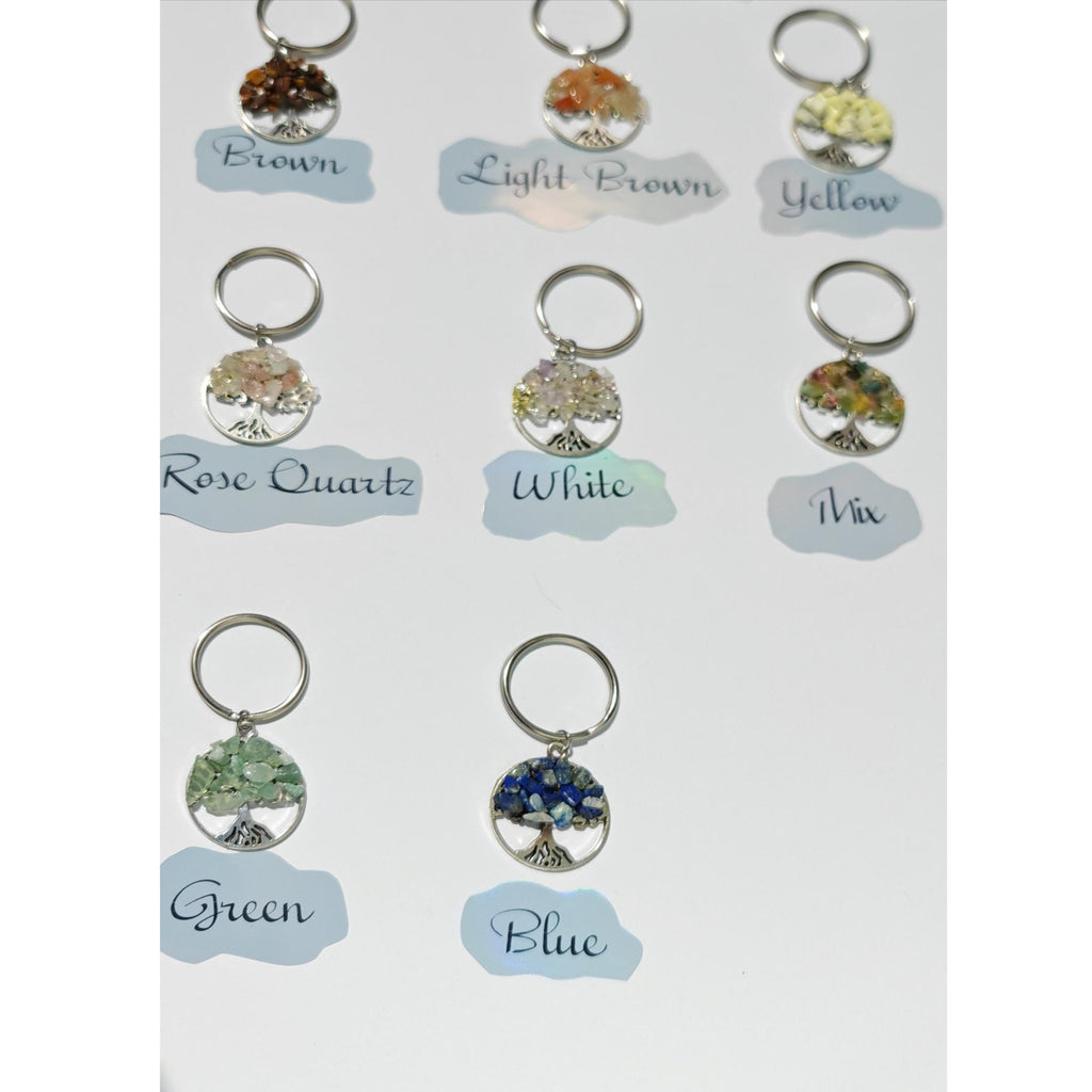 Tree of Life Keyring: Gemstone Chips, Custom Name Gift