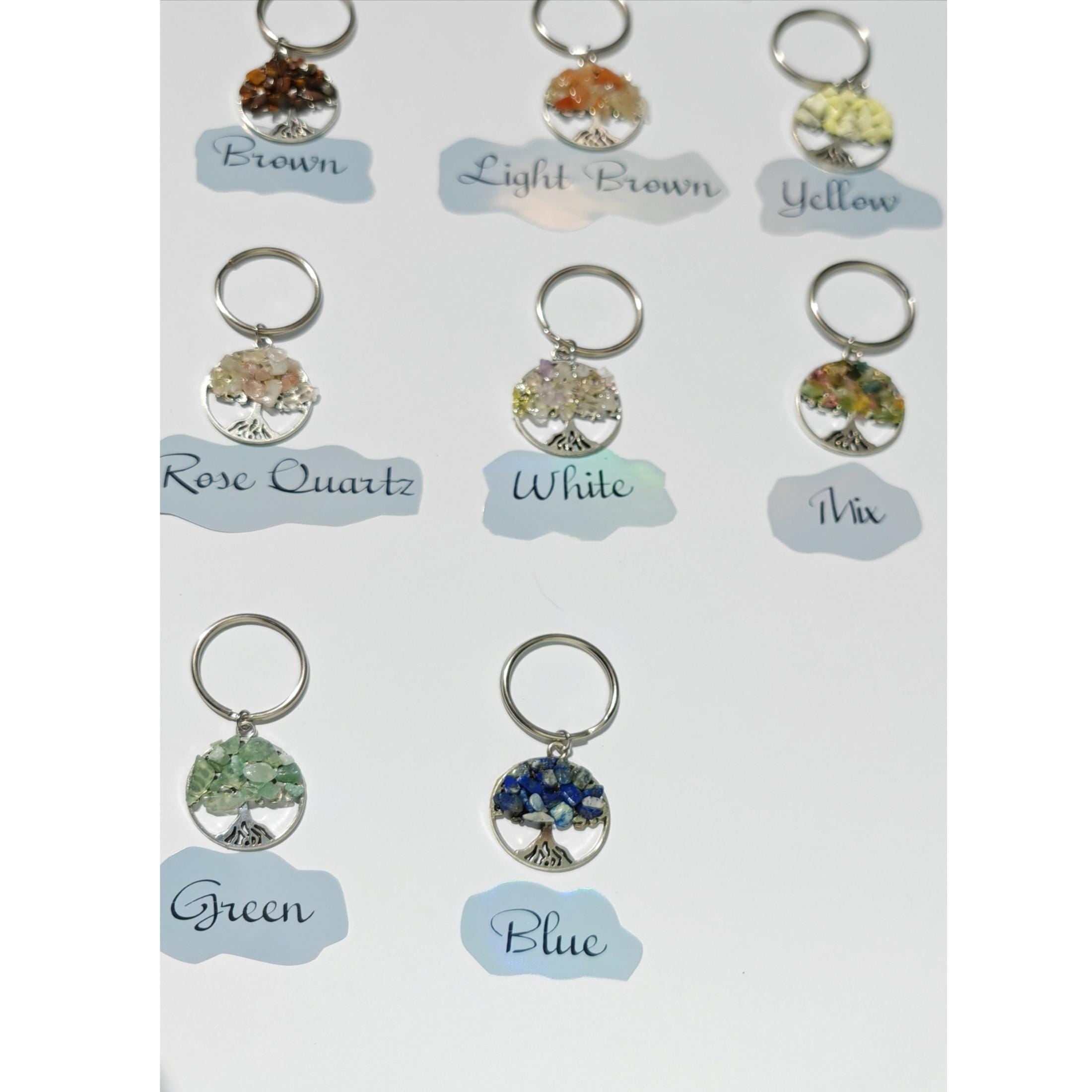 Tree of Life Keyring: Gemstone Chips, Personalized Verse Card
