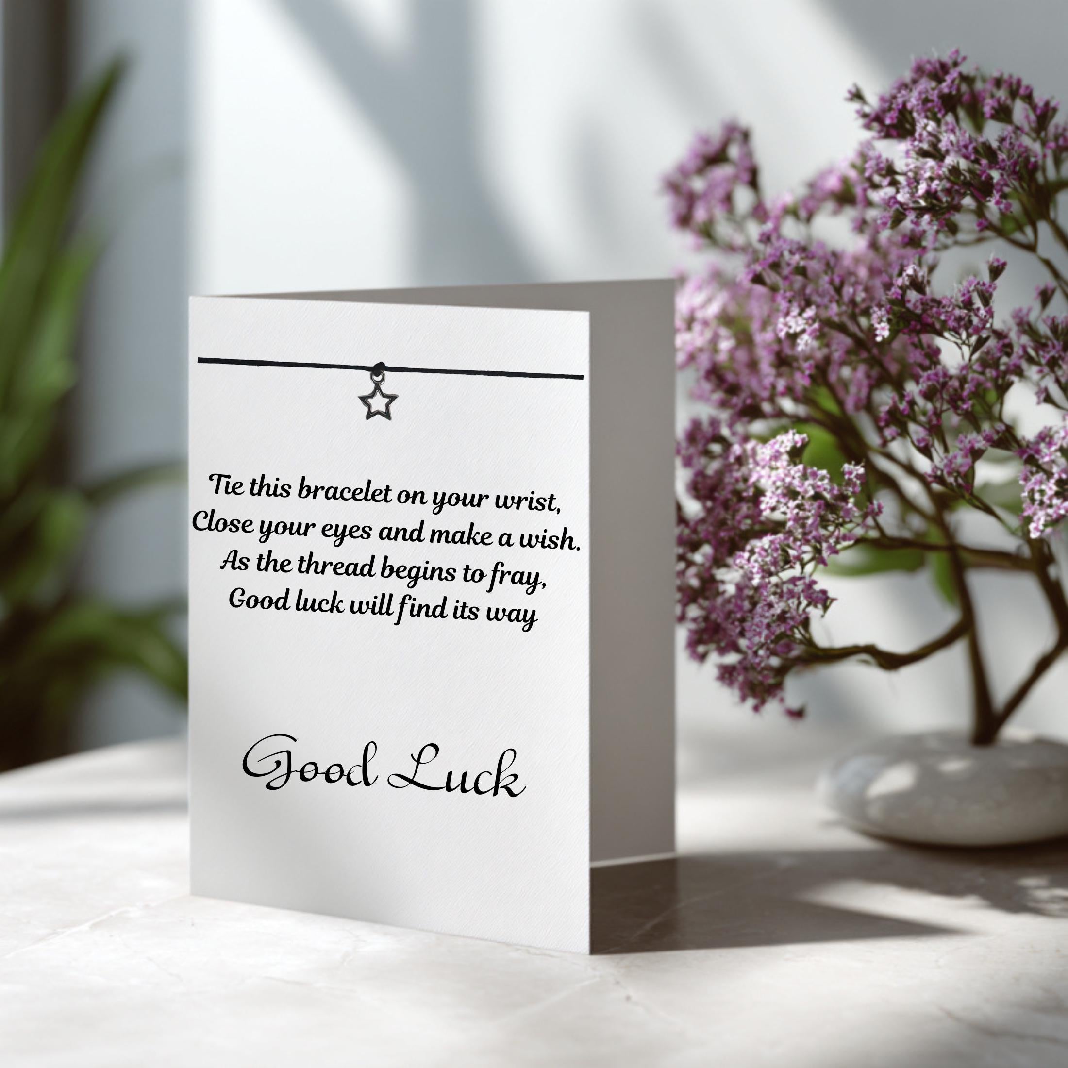 Good Luck Wish Bracelet On A Greetings Card Wish Bracelet – A Gentle Keepsake. Greetings Card