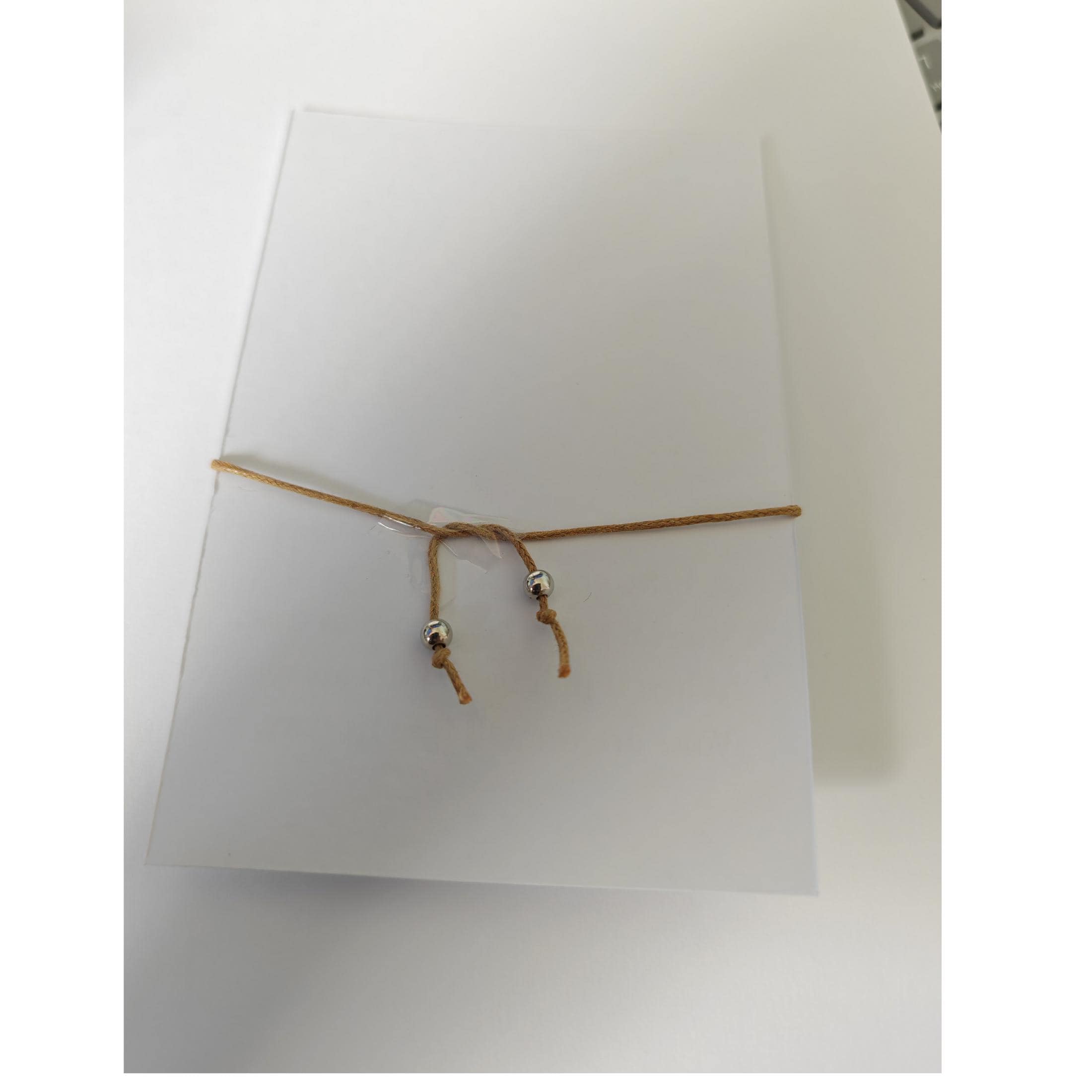 Friend Wish Bracelet, Friendship, Natural Wooden Beads, Brown Cord, Friendship Gift, Party Favour, Handmade. Recycled Card