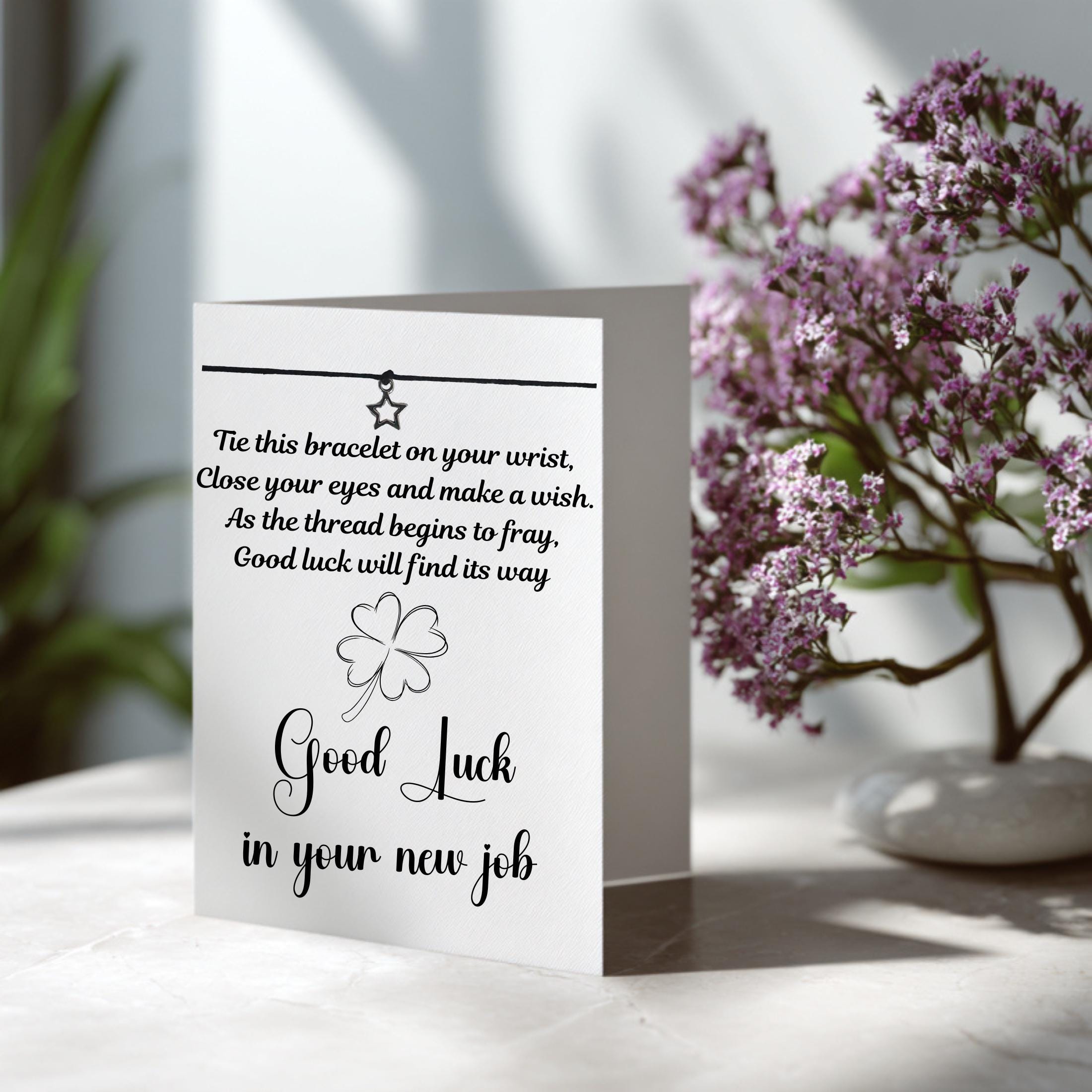 Good Luck In Your New Job  Wish Bracelet On A Greetings Card Wish Bracelet – A Gentle Keepsake. Greetings Card