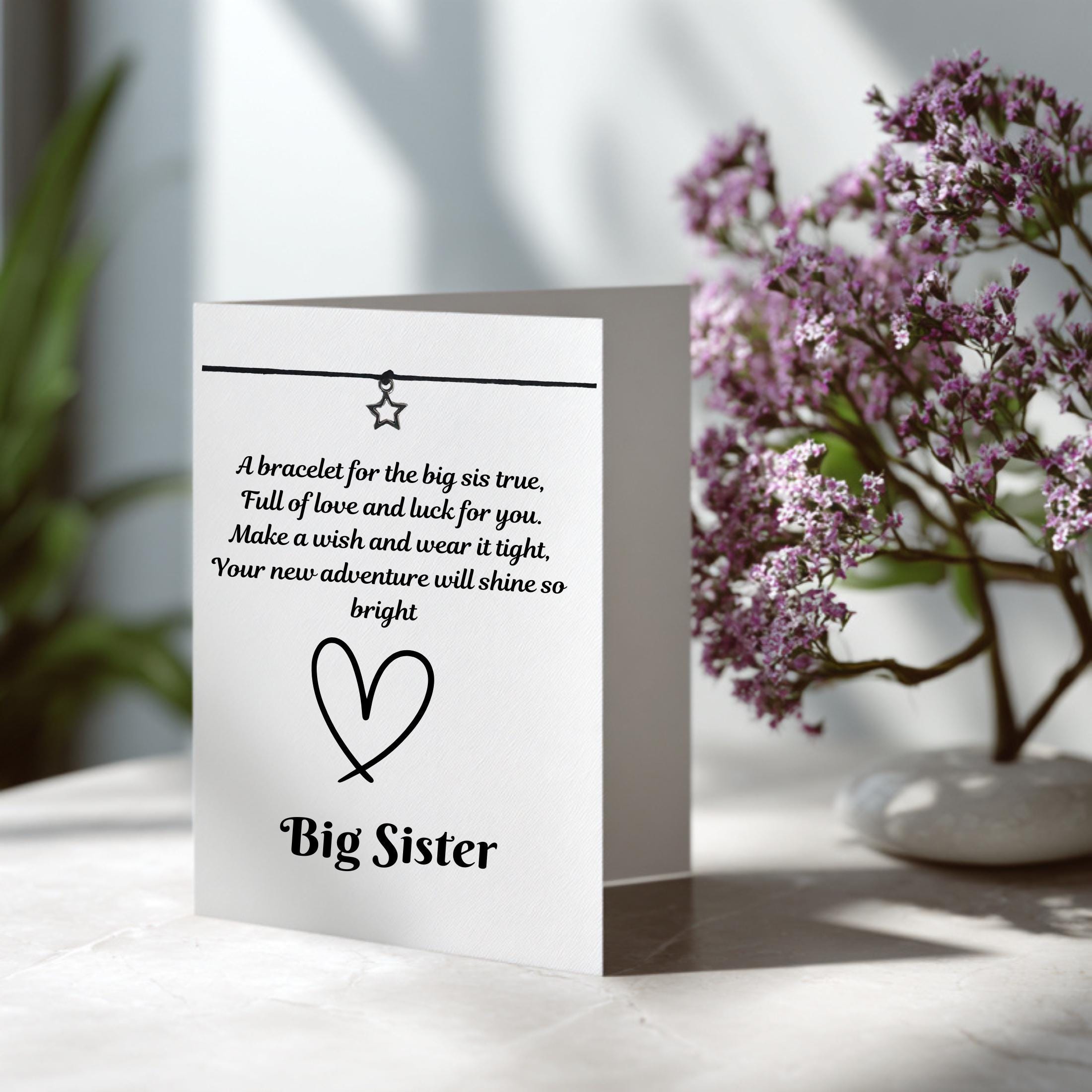 Big Sister Wish Bracelet On A Greetings Card Wish Bracelet – A Gentle Keepsake. Greetings Card