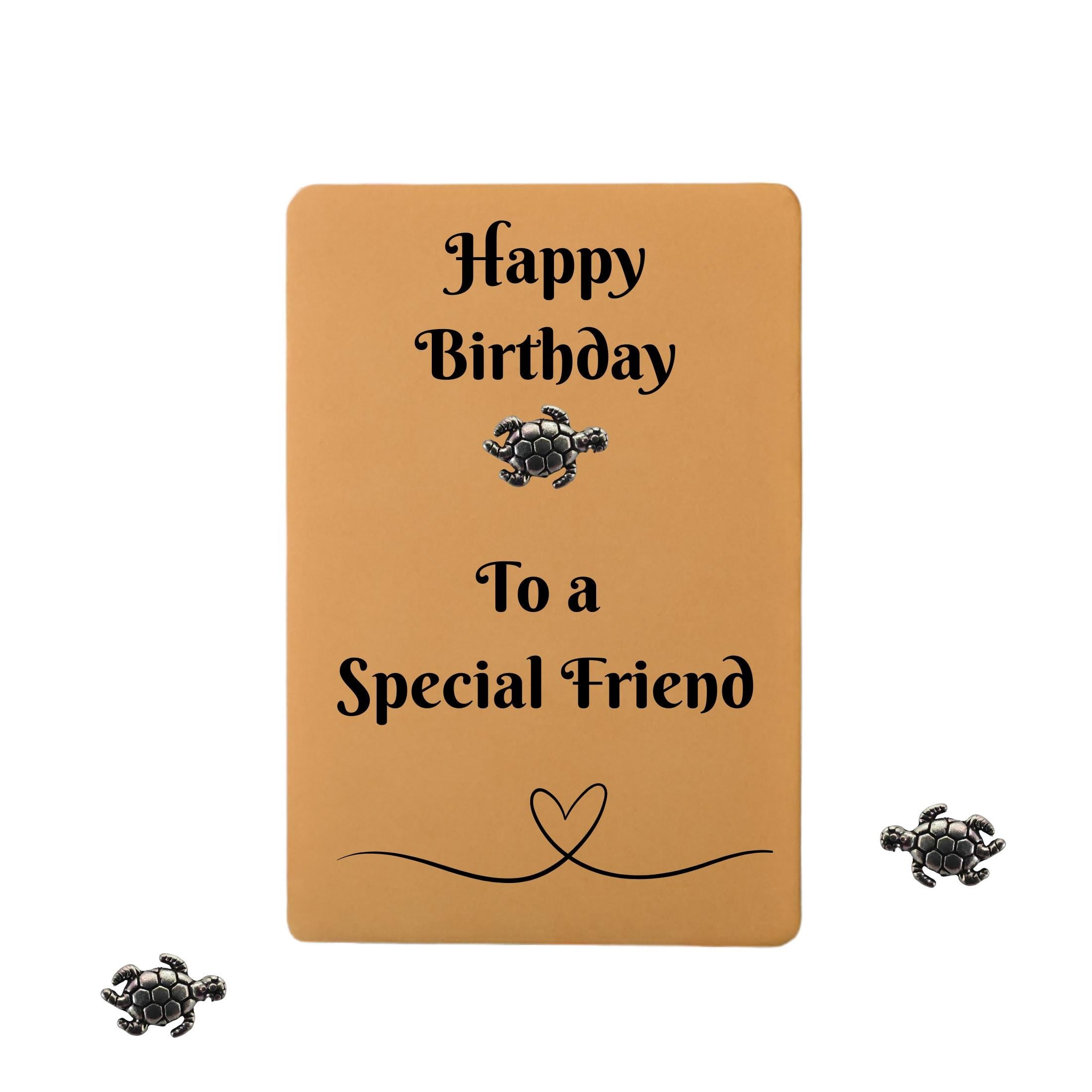 Birthday Card With Turtle Embellishment. Recycled Brown Card With Envelope, A card With A Difference