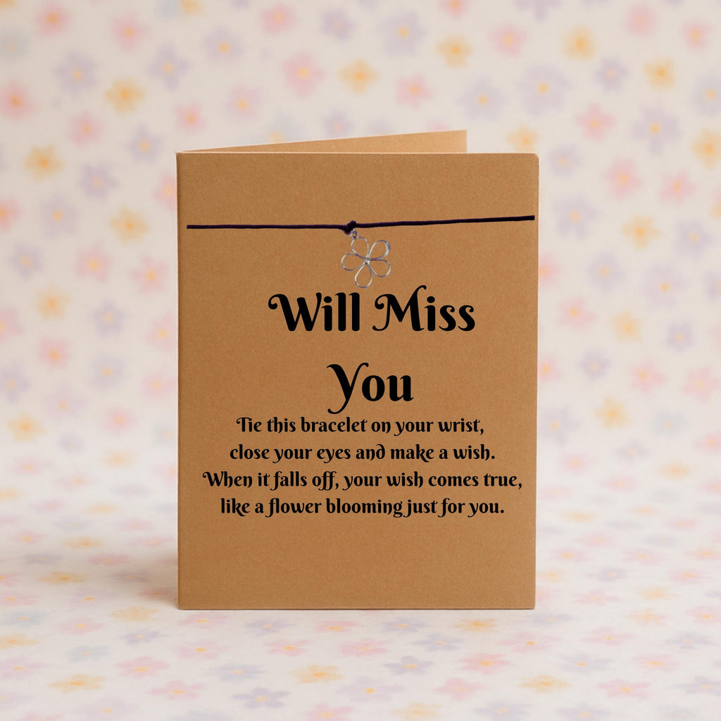Will Miss You  Wish Bracelet with Silver Flower Charm – 16 Colours