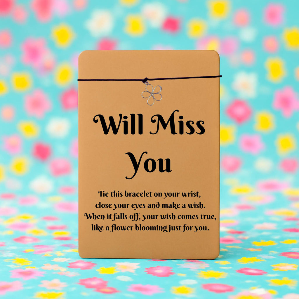 Will Miss You  Wish Bracelet with Silver Flower Charm – 16 Colours