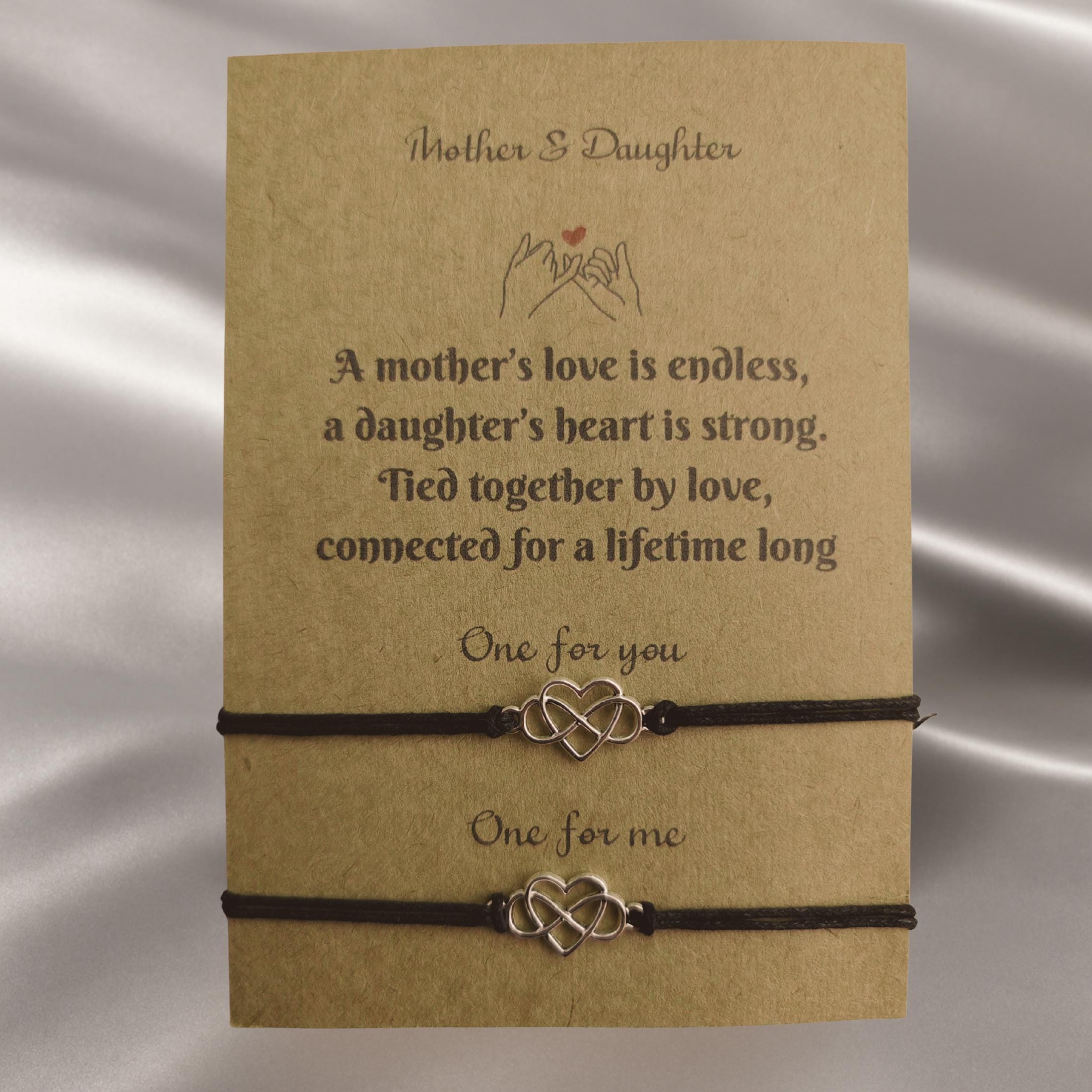 Entwined Infinity and Heart Silver Charm Wish Bracelet Family. Mum and Daughter, Mothers Day,  Friendship Wish Bracelet