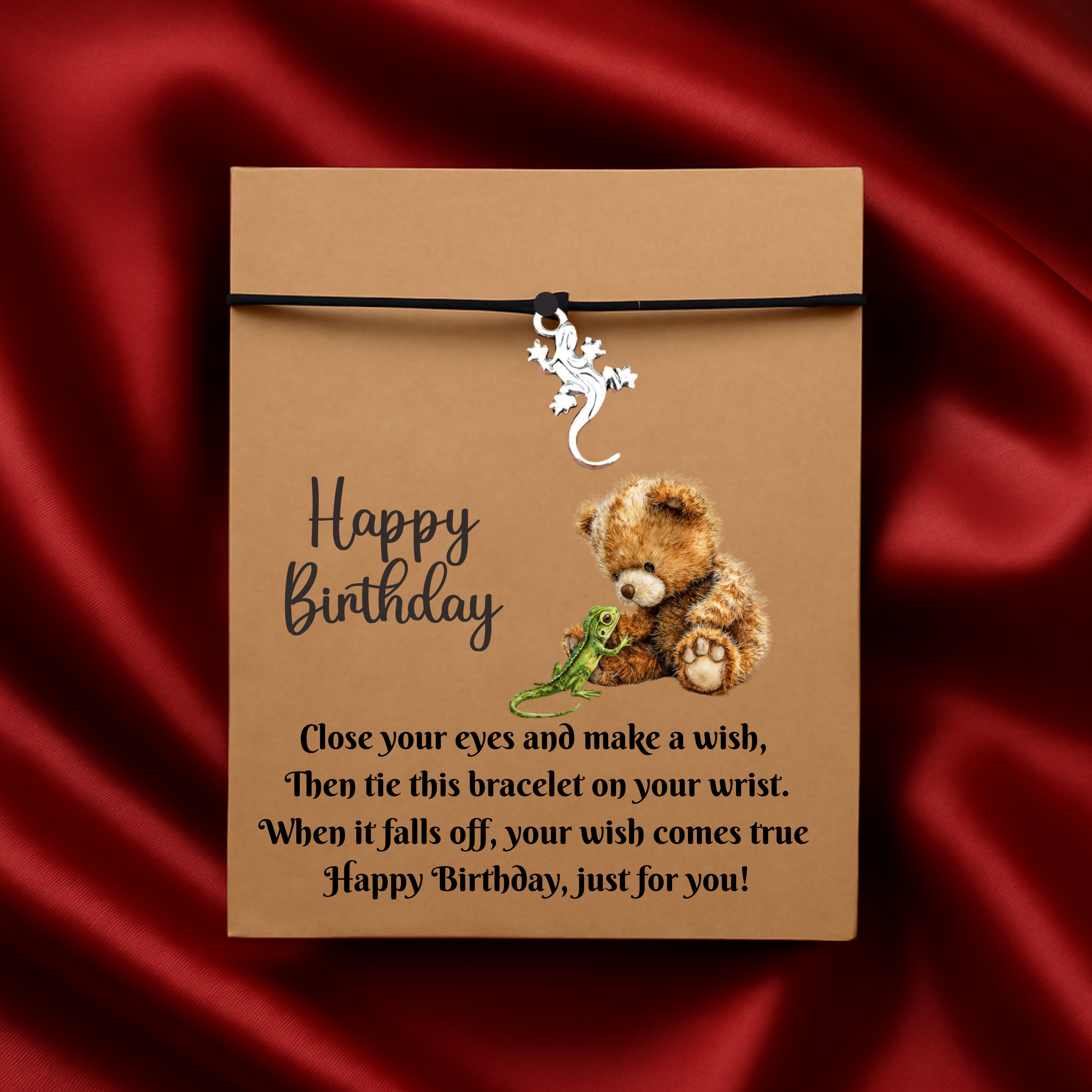 Birthday  Gecko Wish Bracelet Gift Card With Envelope