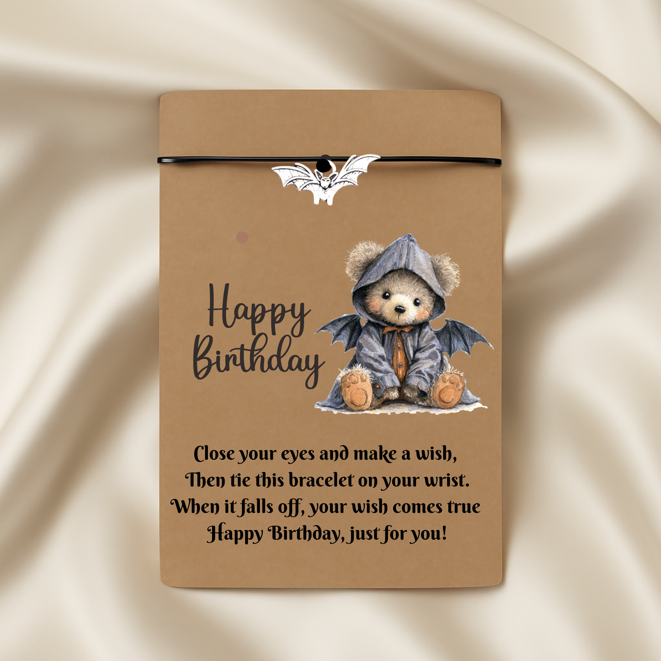 Birthday Bat Wish Bracelet Gift Card With Envelope