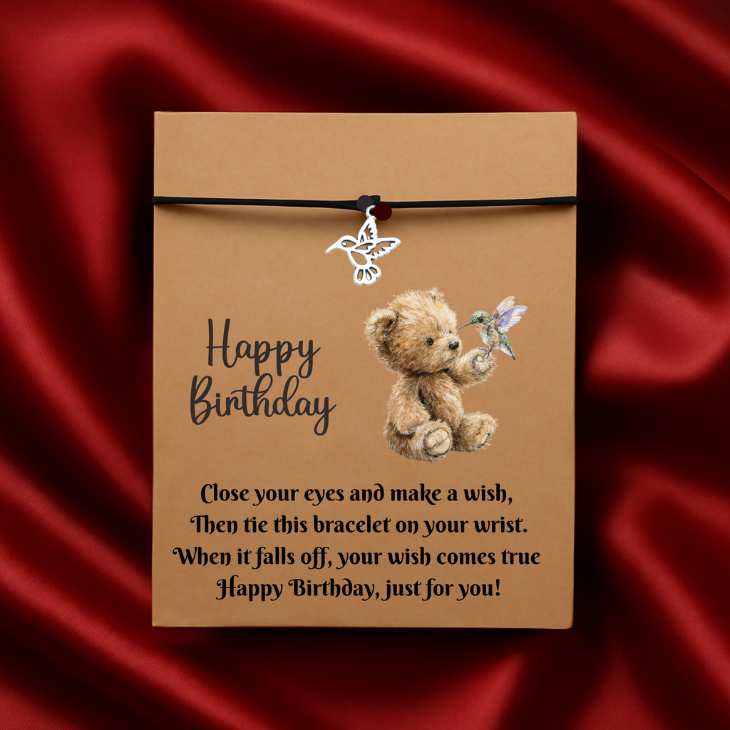 Birthday Humming Bird Wish Bracelet Gift Card With Envelope