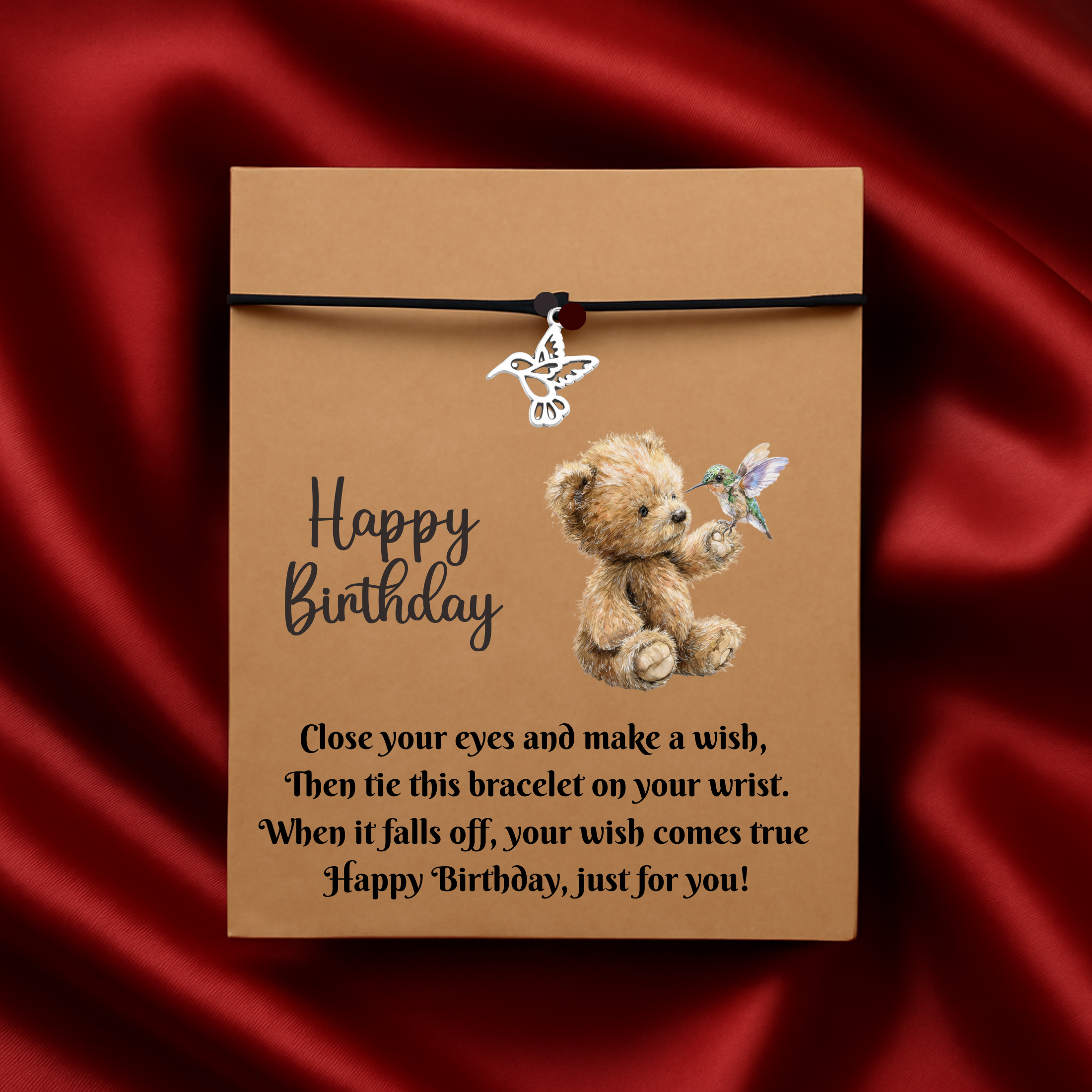 Birthday Humming Bird Wish Bracelet Gift Card With Envelope