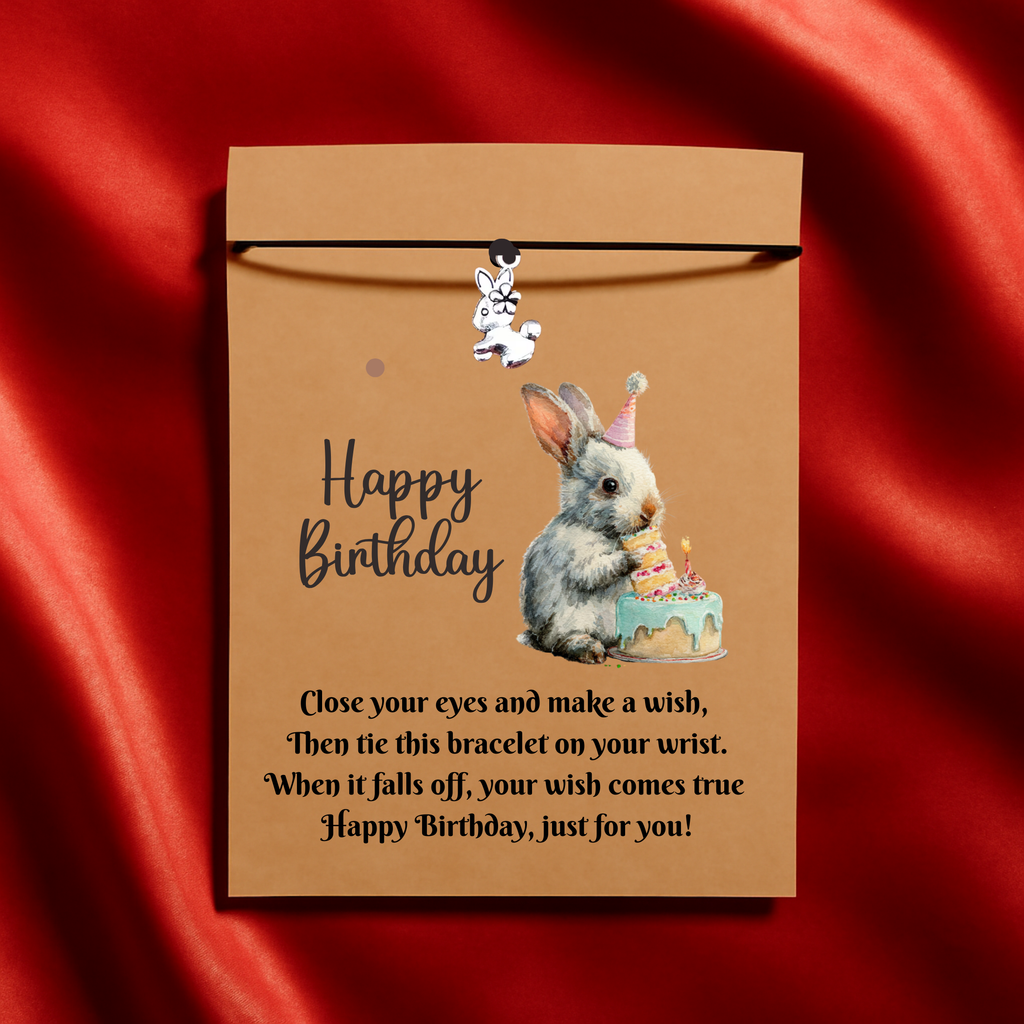 Birthday Rabbit Wish Bracelet Gift Card With Envelope