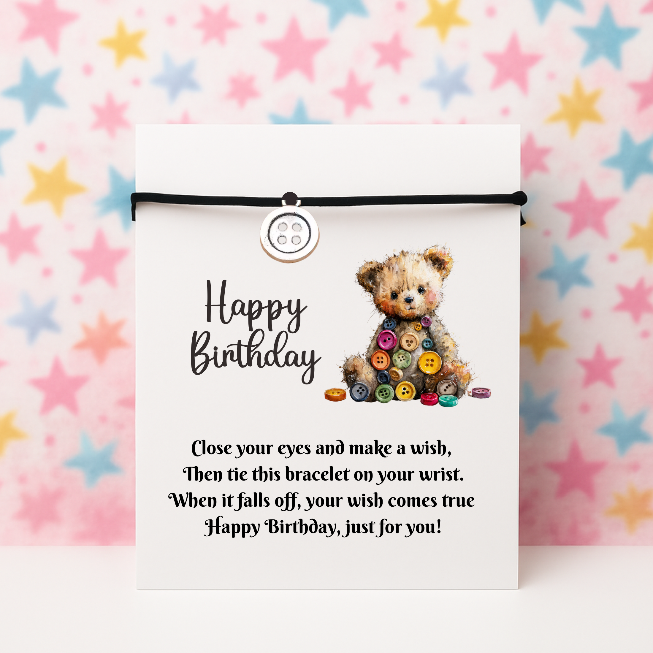 Birthday Button Wish Bracelet Gift Card With Envelope (Copy)