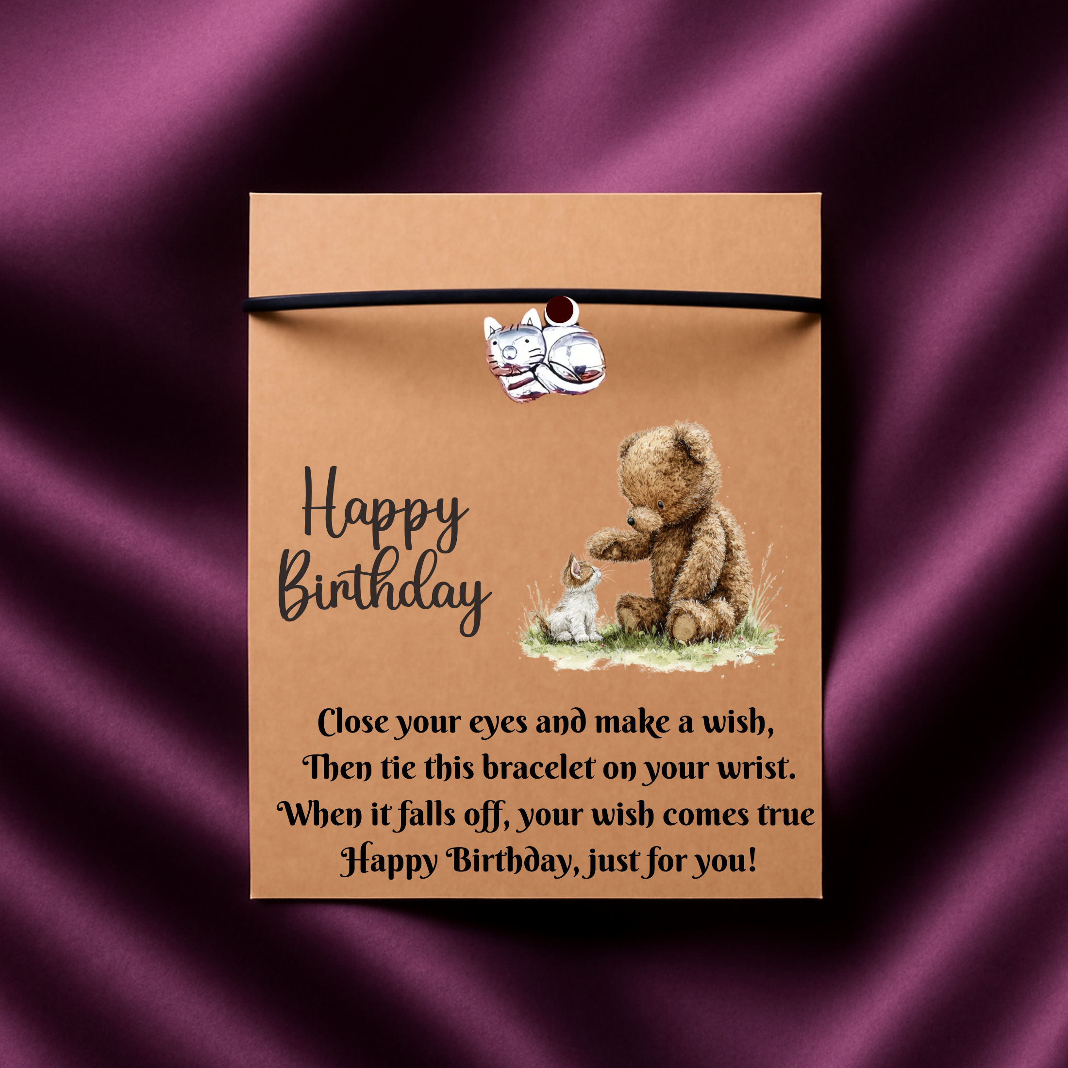 Birthday Cat Kitten Wish Bracelet Gift Card With Envelope